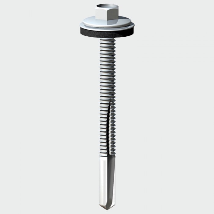 Drill screw 5.5  heavy steel 5mm - 12mm hex head complete with washer pack of 100